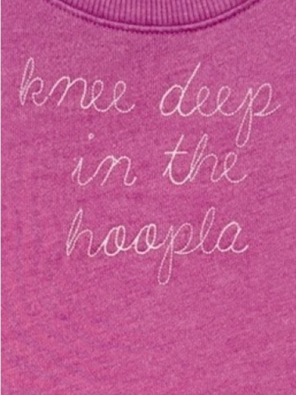 OVERSIZE Crewneck Sweatshirt with Embroidered Words Knee Deep in the Hoopla 80S